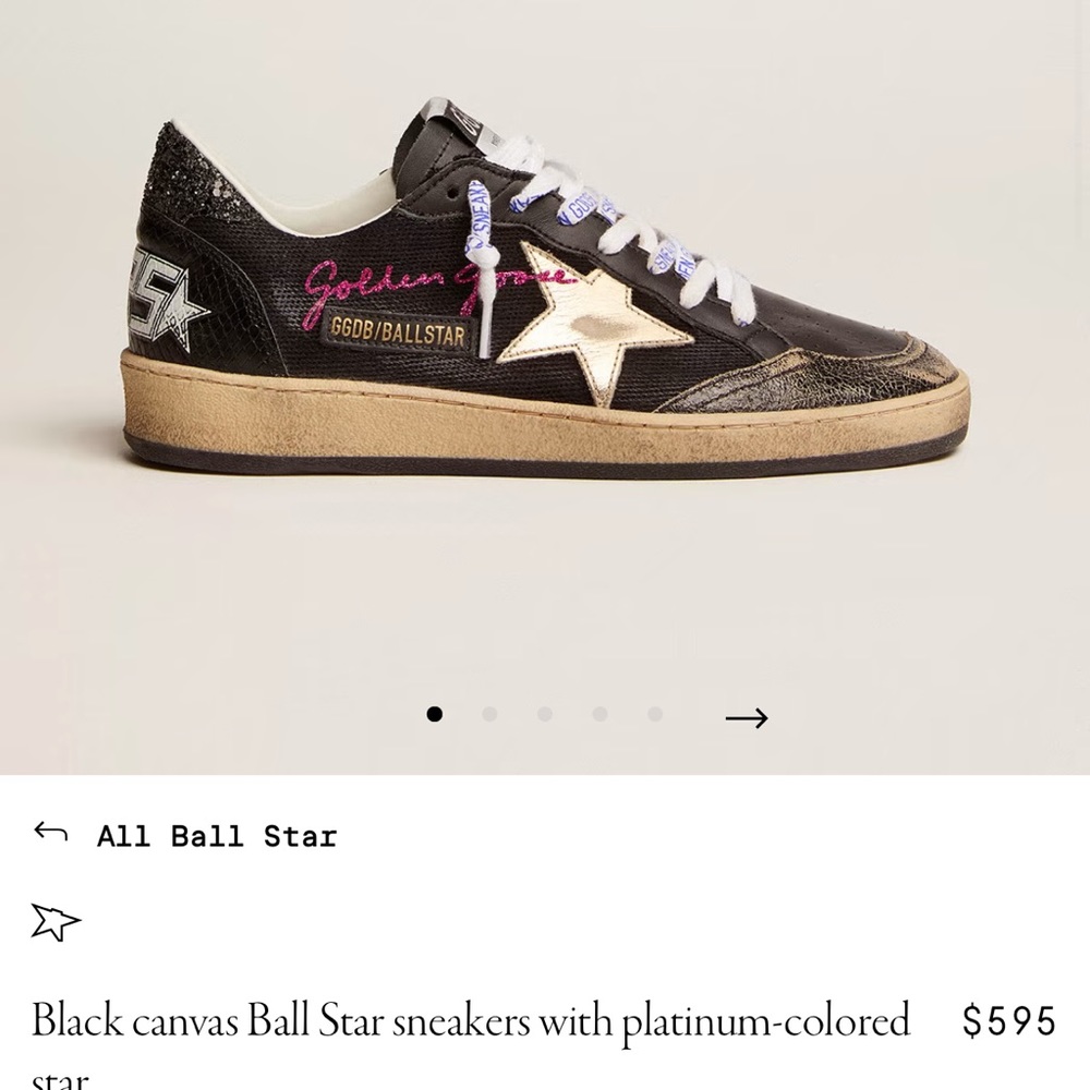 Golden Goose black canvas ball star sneaker size 37